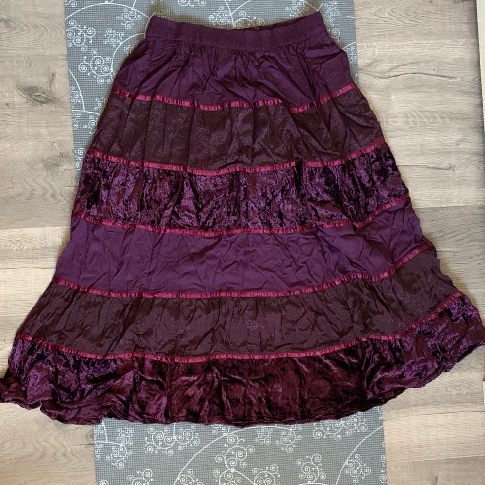 Purple long velvet skirt